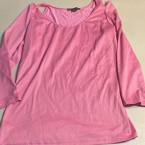 Armani Exchange Pink Cold-Shoulder Long-Sleeve Top